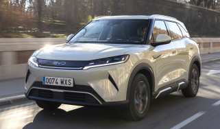 New BYD Atto 2 in Hiking Green - front tracking 